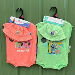 Baby Girl Romper with Hat Mrs. Rachel, Lilo & Stitch 4-Piece Set Summer Size 18M